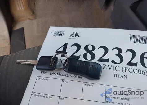 2005 Nissan Titan Se z USA, uszkodzony, nr VIN 1N6BA06A25N563466